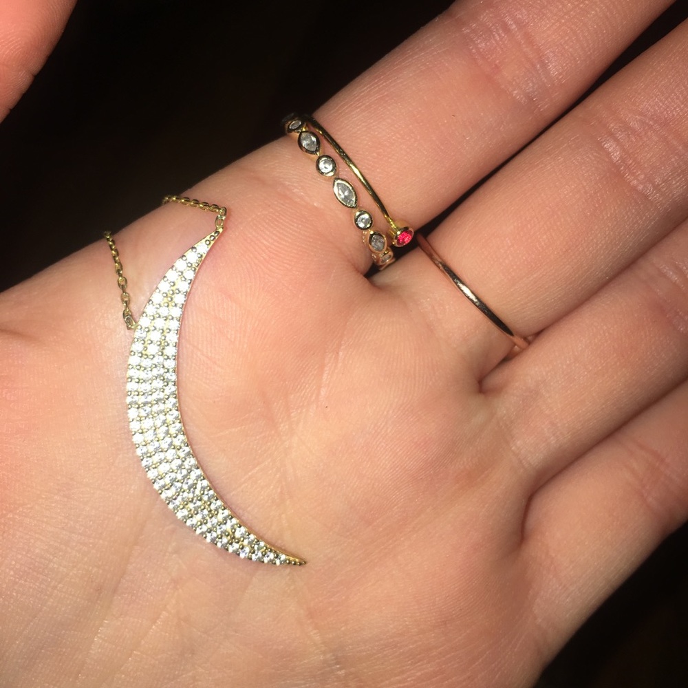 14K gold filled Moon Pendant Necklace